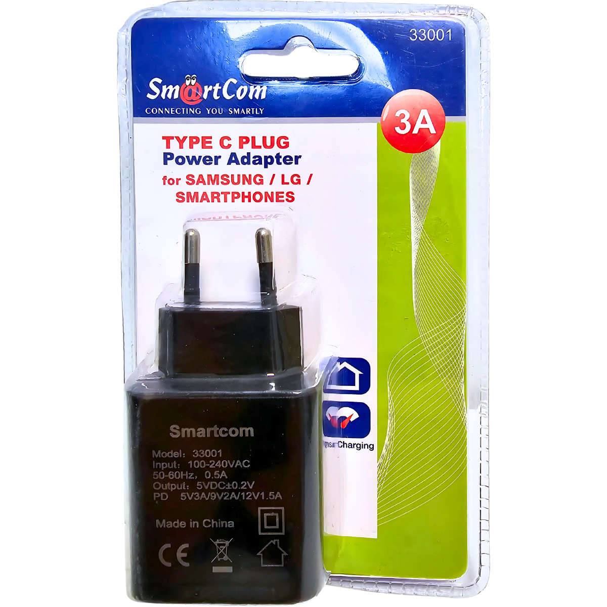 מטען חשמלי 3A עם חיבור Type-C מבית SmartCom – עוצמתי, מהיר ועמיד! 🔋 , מטען לטלפון מבית סמארטקום . מתאים לשימוש כ 30% Black Friday! מטענים לבית ציוד נלווה לטלפונים .