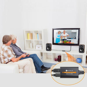 מתאם אודיו דיגיטלי לאנלוגי 24bit/192Khz – ממיר SPDIF אופטי Toslink ל-RCA עם DAC איכותי , מבית סמארטקום . מתאים לשימוש כ RCA אופטי מתאמים .