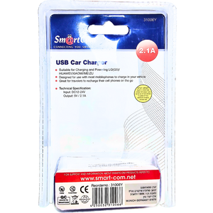 מטען לרכב SmartCom 2.1A עם כבל Type-C – פתרון טעינה מהיר ונוח! 🚗🔋 , מטען לרכב מבית סמארטקום . מתאים לשימוש כ 30% Black Friday! מטענים לרכב ציוד נלווה לטלפונים .