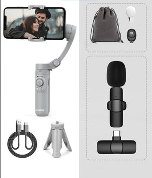 מעמד לטלפון סלולרי מתקפל עם 3 צירים ליציבות ותנועתיות מירבית - גימבל מצלמה נייד לצילום ווידאו ברמה גבוהה ולוולגינג מתאים גם ל iPhone, Xiaomi, Huawei ו- Samsung אופציה 7 , גימבל מבית סמארטקום . מתאים לשימוש כ גימבל .