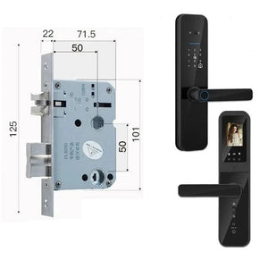 מנעול חכם אלקטרוני לדלת עם זיהוי טביעת אצבע ביומטרית, כרטיס חכם, סיסמה ומפתח - הגנה מתקדמת לבית 125x22(5050) , מנעול חכם מבית סמארטקום . מתאים לשימוש כ WiFi מנעול חכם .