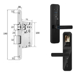 מנעול חכם אלקטרוני לדלת עם זיהוי טביעת אצבע ביומטרית, כרטיס חכם, סיסמה ומפתח - הגנה מתקדמת לבית 190x22-R(5050) , מנעול חכם מבית סמארטקום . מתאים לשימוש כ WiFi מנעול חכם .