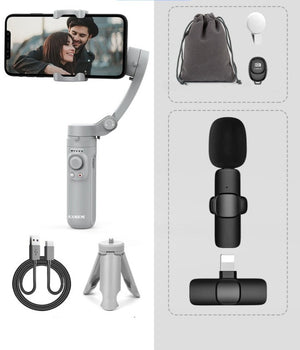 מעמד לטלפון סלולרי מתקפל עם 3 צירים ליציבות ותנועתיות מירבית - גימבל מצלמה נייד לצילום ווידאו ברמה גבוהה ולוולגינג מתאים גם ל iPhone, Xiaomi, Huawei ו- Samsung אופציה 6 , גימבל מבית סמארטקום . מתאים לשימוש כ גימבל .