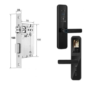 מנעול חכם אלקטרוני לדלת עם זיהוי טביעת אצבע ביומטרית, כרטיס חכם, סיסמה ומפתח - הגנה מתקדמת לבית 165x22(5050) , מנעול חכם מבית סמארטקום . מתאים לשימוש כ WiFi מנעול חכם .