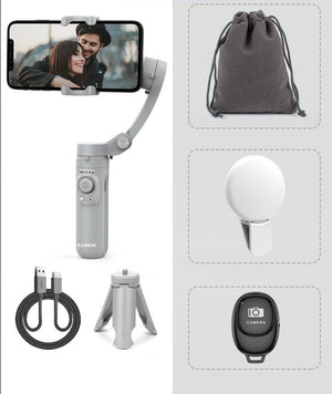 מעמד לטלפון סלולרי מתקפל עם 3 צירים ליציבות ותנועתיות מירבית - גימבל מצלמה נייד לצילום ווידאו ברמה גבוהה ולוולגינג מתאים גם ל iPhone, Xiaomi, Huawei ו- Samsung אופציה 2 , גימבל מבית סמארטקום . מתאים לשימוש כ גימבל .