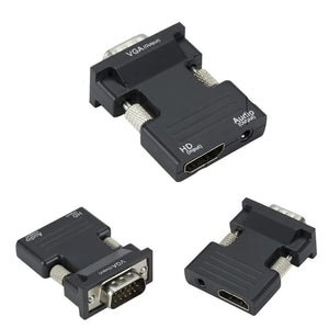ממיר HDMI ל-VGA עם כבל אודיו 3.5 מ"מ ל-PS4 PC מחשב נייד טלוויזיה מסך מוניטור מקרן 1080P VGA , מתאם וידאו מבית סמארטקום . מתאים לשימוש כ hdmi VGA מתאמים .