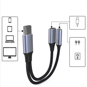 ממיר USB Type C לאוזניות 3.5 מ"מ AUX וטעינה מהירה עד 60W, מתאים גם למקבוק ולסמסונג , כבל אודיו מבית סמארטקום . מתאים לשימוש כ AUX מתאמים .