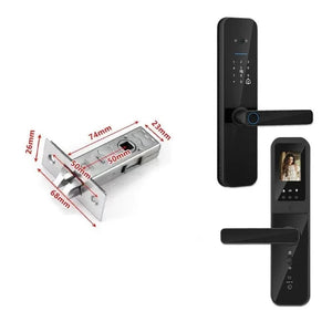 מנעול חכם אלקטרוני לדלת עם זיהוי טביעת אצבע ביומטרית, כרטיס חכם, סיסמה ומפתח - הגנה מתקדמת לבית מנעול לשונית 50 , מנעול חכם מבית סמארטקום . מתאים לשימוש כ WiFi מנעול חכם .