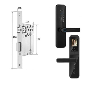 מנעול חכם אלקטרוני לדלת עם זיהוי טביעת אצבע ביומטרית, כרטיס חכם, סיסמה ומפתח - הגנה מתקדמת לבית 190x22(5050) , מנעול חכם מבית סמארטקום . מתאים לשימוש כ WiFi מנעול חכם .