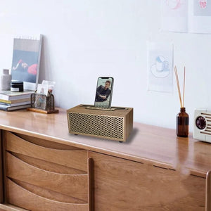רמקול Bluetooth רטרו TWS אלחוטי עם סאבוופר לבית, מערכת סאונד איכותית עם שלט, רמקול נייד לבית בסגנון קלאסי , רמקול בלוטות' מבית סמארטקום . מתאים לשימוש כ רמקול .