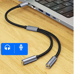 ממיר כרטיס קול חיצוני USB C 7.1 עם צ'יפ HiFi DAC לסמסונג שיאומי אייפד - כניסת USB C, לשני יציאות 3.5mm לחיבור אוזניות ורמקול , מתאם אודיו מבית סמארטקום . מתאים לשימוש כ AUX Type c מתאמים .