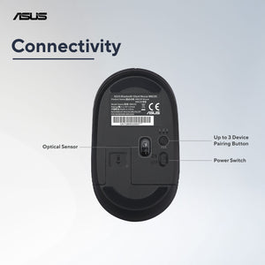 ASUS Bluetooth Silent Mouse MW105 , עכבר אלחוטי מבית Asus . מתאים לשימוש כ .