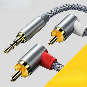 כבל RCA בזווית 90° AUX 3.5 זכר לכבל שמע זכר 2RCA, מושלם לחיבור טלוויזיה, מחשב, מגבר, DVD ורמקולים 1m , כבל אודיו מבית סמארטקום . מתאים לשימוש כ AUX RCA כבל אודיו כבלים .