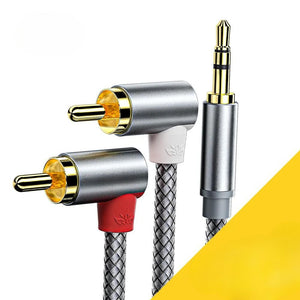 כבל RCA בזווית 90° AUX 3.5 זכר לכבל שמע זכר 2RCA, מושלם לחיבור טלוויזיה, מחשב, מגבר, DVD ורמקולים 2m , כבל אודיו מבית סמארטקום . מתאים לשימוש כ AUX RCA כבל אודיו כבלים .