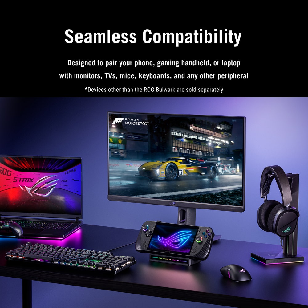 ROG Bulwark Dock (2025) DG300 , תחנות עגינה מבית Asus . מתאים לשימוש כ .