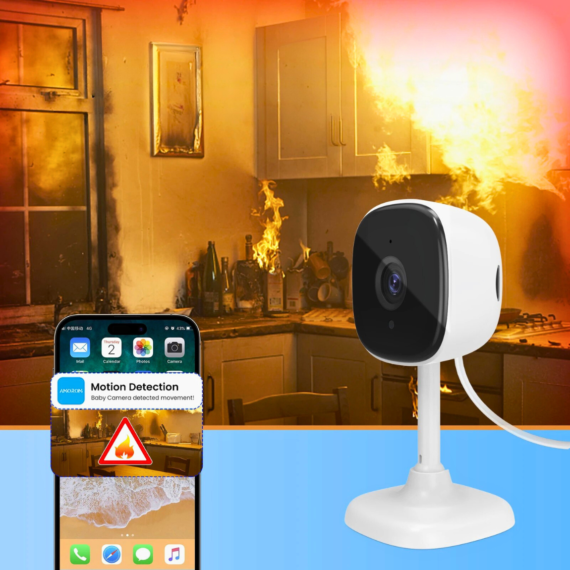 מצלמת אבטחה 1080P WiFi – ראיית לילה, שמע דו-כיווני וגילוי תנועה – פתרון חכם לניטור בית, תינוקות וחיות מחמד – תואמת iOS ואנדרואיד , מבית סמארטקום . מתאים לשימוש כ מצלמת אבטחה .