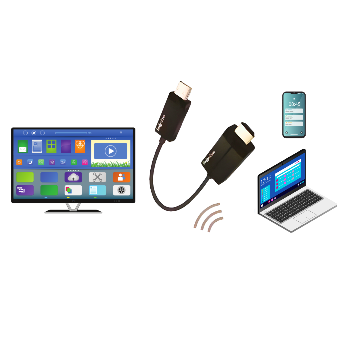 מתאם HDMI אלחוטי מבית סמארטקום - הפתרון המושלם לשידור וצפייה איכותית , מתאם וידאו מבית סמארטקום . מתאים לשימוש כ Black Friday! hdmi כבלים מתאמים .