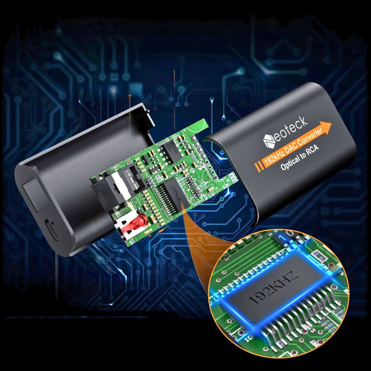 מתאם אודיו דיגיטלי לאנלוגי 24bit/192Khz – ממיר SPDIF אופטי Toslink ל-RCA עם DAC איכותי , מבית סמארטקום . מתאים לשימוש כ RCA אופטי מתאמים .