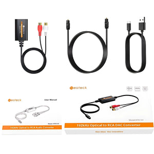 מתאם אודיו דיגיטלי לאנלוגי 24bit/192Khz – ממיר SPDIF אופטי Toslink ל-RCA עם DAC איכותי , מבית סמארטקום . מתאים לשימוש כ RCA אופטי מתאמים .