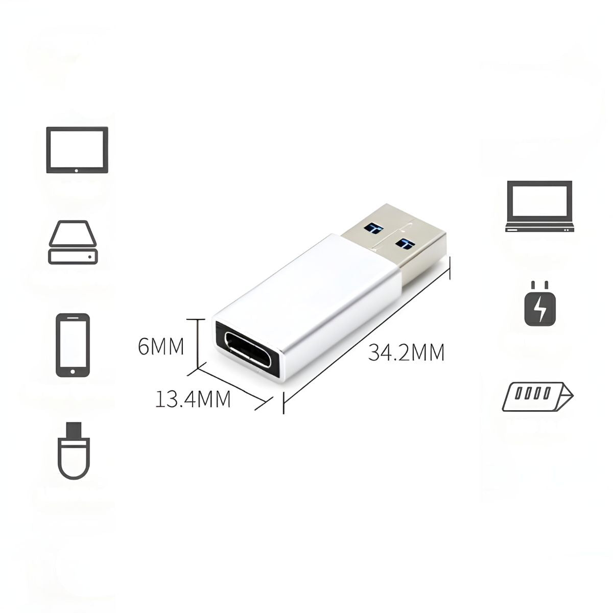 מתאם TYPE C נקבה - ל USB זכר , מתאם USB מבית סמארטקום . מתאים לשימוש כ Type c כבל USB מתאמים .