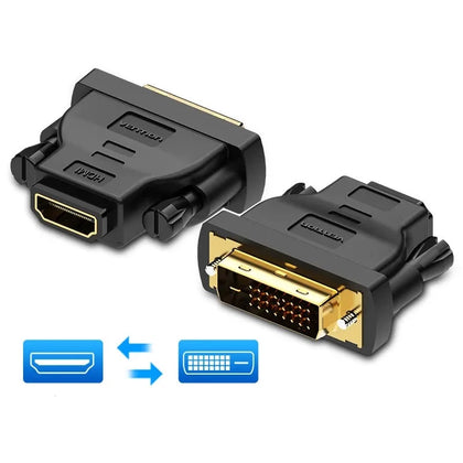 מתאם דו-כיווני DVI ל-HDMI ו HDMI ל-DVI-D 24+1 זכר לנקבה ונקבה לזכר, מתאים למחשבים, מקרנים ולפלטפורמות נוספות