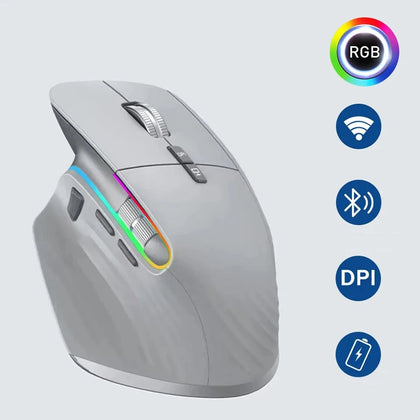 עכבר אופטי נייד אלחוטי 2.4G ו Bluetooth 5.0 למכשירים מרובים - עכבר אופטי למחשב מסודר ליד יד ימין