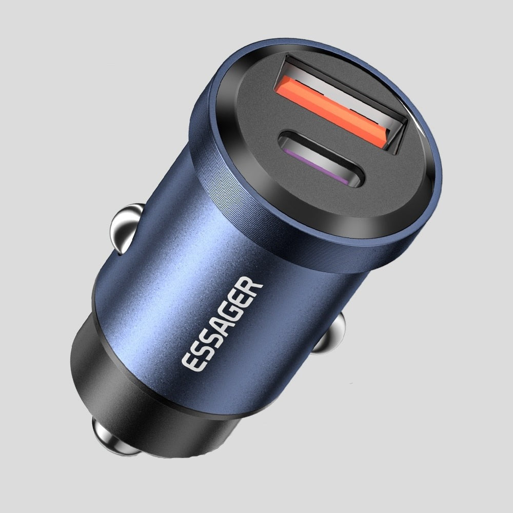 מטען מהיר לרכב 30W עם טעינה מהירה, יציאת USB Type A ויציאת Type C ל- ,iPhone 12, 13, Huawei, Samsung, Xiaomi ועוד. , מטען לרכב מבית סמארטקום . מתאים לשימוש כ מטענים לרכב .