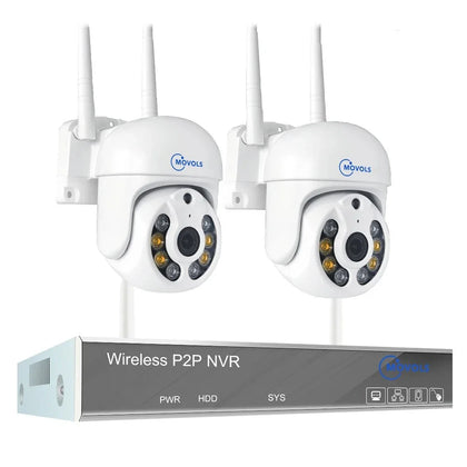 מערכת אבטחת IP WIFI PTZ עם 2 מצלמות אבטחה מוגנות מים IP66, קודק H.265, חמש מגה פיקסל (5MP), שני כיווני שמע ו - NVR לשליטה ברחבי הבית , מצלמות אבטחה מבית סמארטקום . מתאים לשימוש כ מערכת אבטחה .