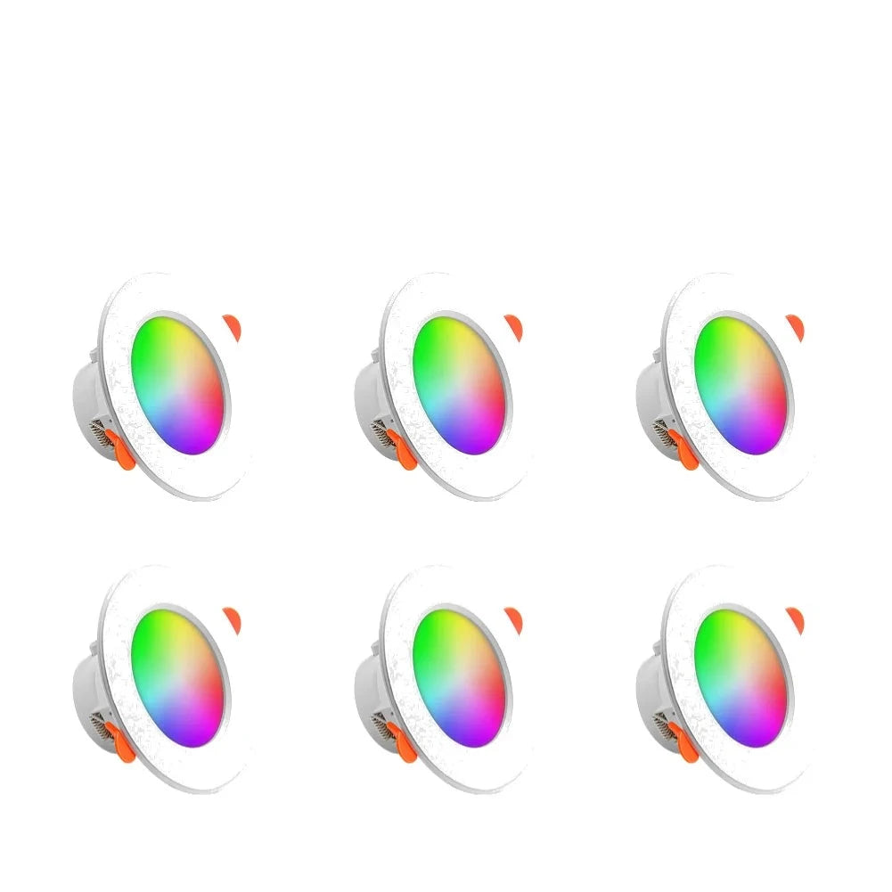 ערכת 4-10 ספוטים RGB חכמים 10W לחור של 75-105 מ"מ | מתאימות ליצירת תקרה חכמה עם בקרת קול לאלקסה ולגוגל הום 6 , פס לד מבית סמארטקום . מתאים לשימוש כ WiFi נורות חכמות .