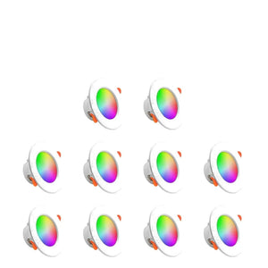 ערכת 4-10 ספוטים RGB חכמים 10W לחור של 75-105 מ"מ | מתאימות ליצירת תקרה חכמה עם בקרת קול לאלקסה ולגוגל הום 10 , פס לד מבית סמארטקום . מתאים לשימוש כ WiFi נורות חכמות .