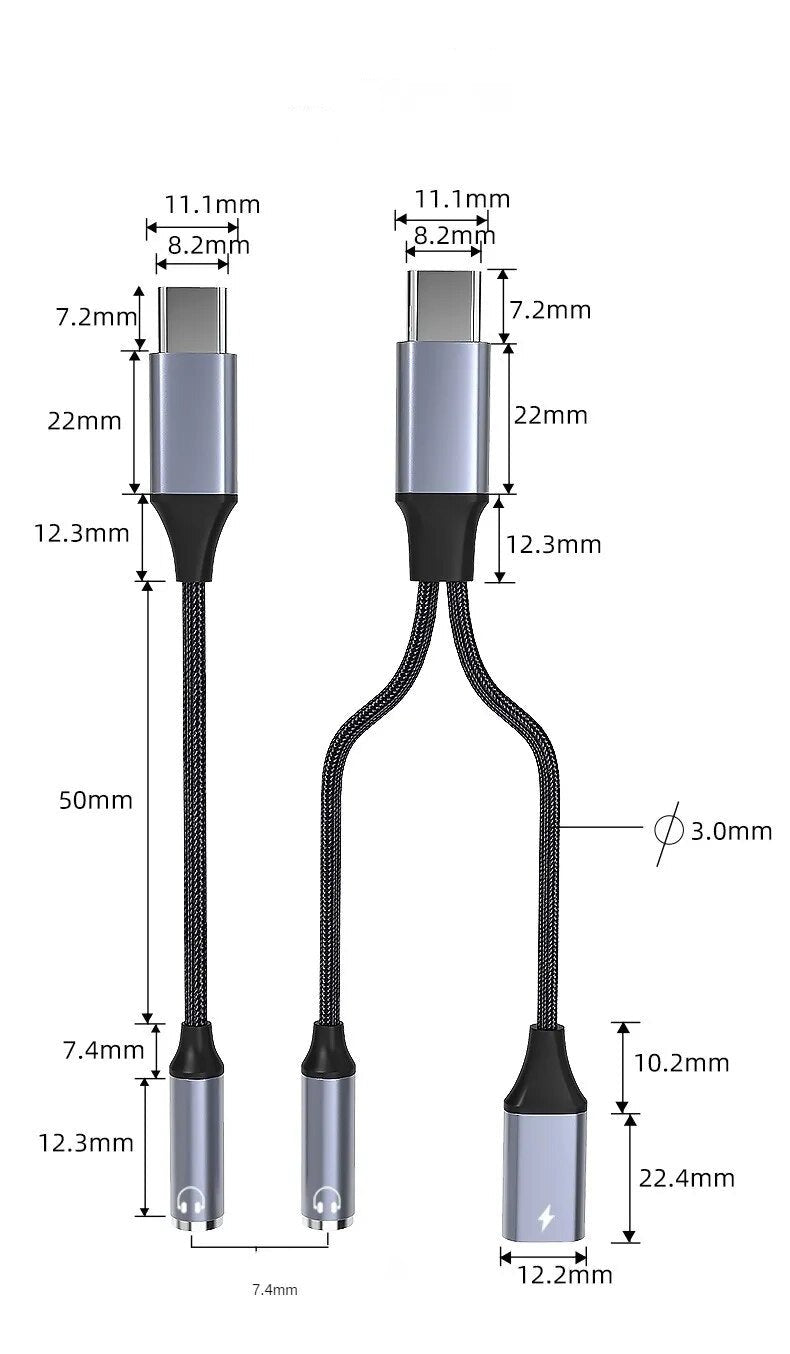 ממיר USB Type C לאוזניות 3.5 מ"מ AUX וטעינה מהירה עד 60W, מתאים גם למקבוק ולסמסונג , כבל אודיו מבית סמארטקום . מתאים לשימוש כ AUX מתאמים .
