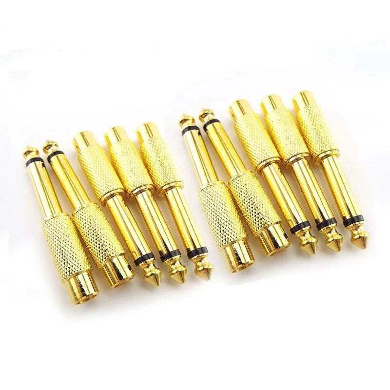 מתאם מונו מוזהב - מ AUX ברוחב 6.35 מ"מ זכר ל RCA נקבה 10 יחידות , כבל אודיו מבית סמארטקום . מתאים לשימוש כ AUX RCA אודיו מתאמים .