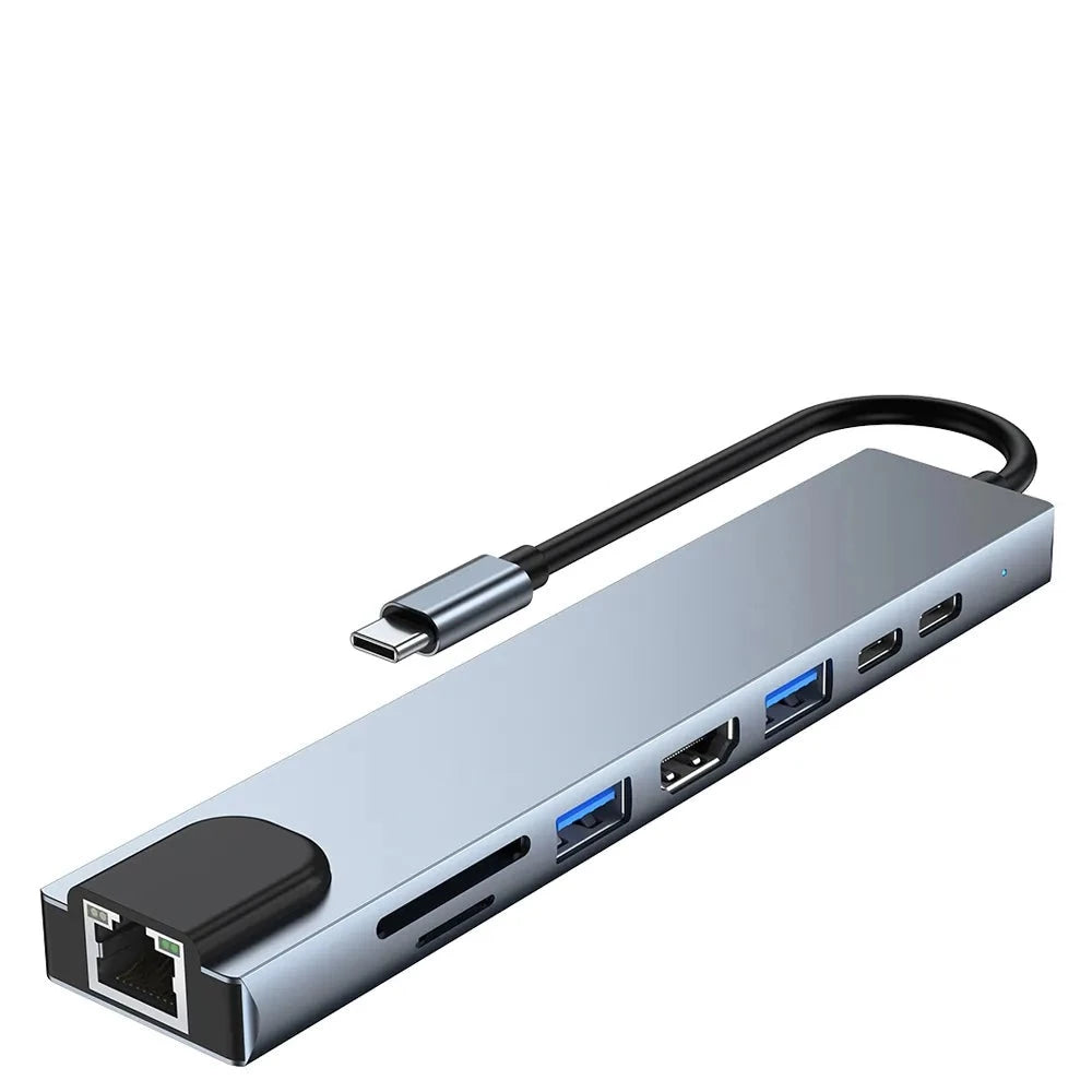 תחנת עגינה 5-11 ב 1 ל-USB-C - מתאם מרובה פונקציות לשלל מכשירים: Xiaomi, MacBook, מחשבים ניידים ועוד - אביזרים למחשבים ולפטופים 8 ב 1 , מתאם USB מבית סמארטקום . מתאים לשימוש כ מפצל USB .