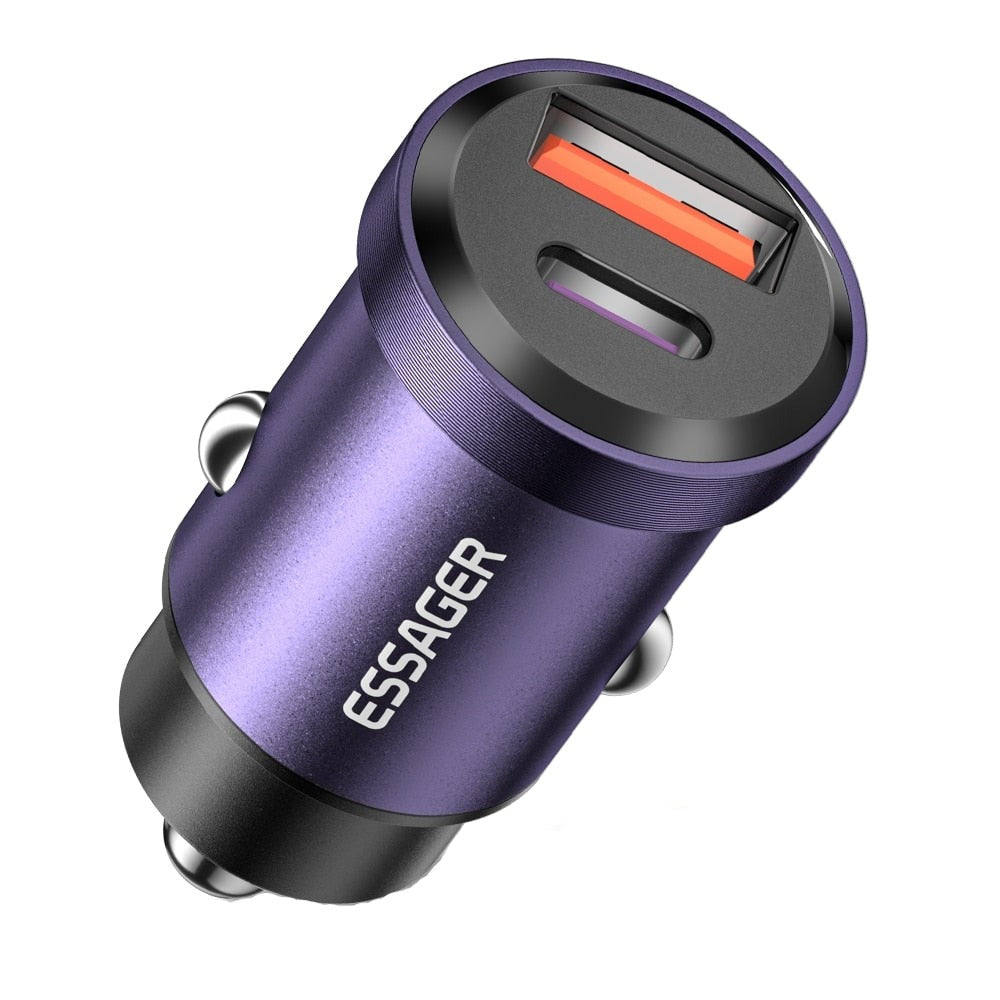 מטען מהיר לרכב 30W עם טעינה מהירה, יציאת USB Type A ויציאת Type C ל- ,iPhone 12, 13, Huawei, Samsung, Xiaomi ועוד. , מטען לרכב מבית סמארטקום . מתאים לשימוש כ מטענים לרכב .