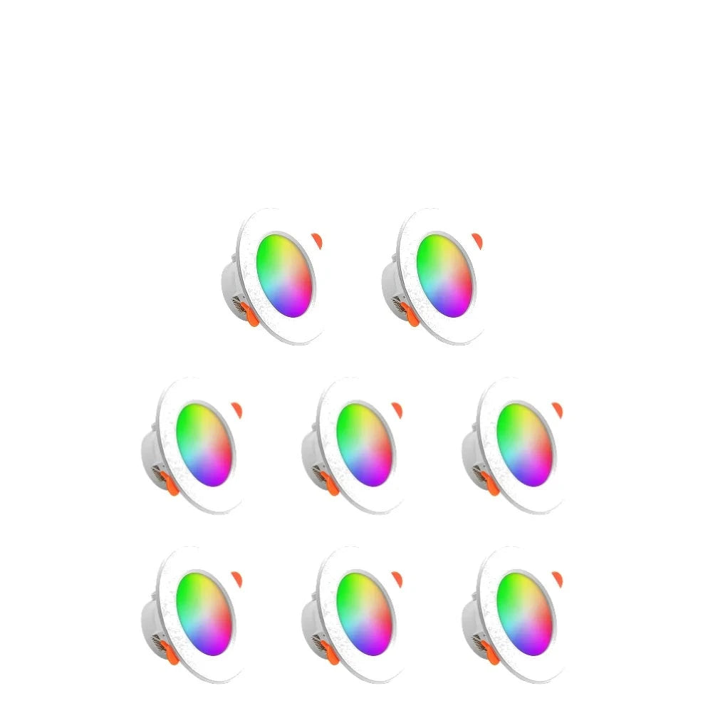 ערכת 4-10 ספוטים RGB חכמים 10W לחור של 75-105 מ"מ | מתאימות ליצירת תקרה חכמה עם בקרת קול לאלקסה ולגוגל הום 8 , פס לד מבית סמארטקום . מתאים לשימוש כ WiFi נורות חכמות .