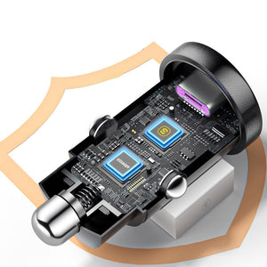 מטען מהיר לרכב 30W עם טעינה מהירה, יציאת USB Type A ויציאת Type C ל- ,iPhone 12, 13, Huawei, Samsung, Xiaomi ועוד. , מטען לרכב מבית סמארטקום . מתאים לשימוש כ מטענים לרכב .