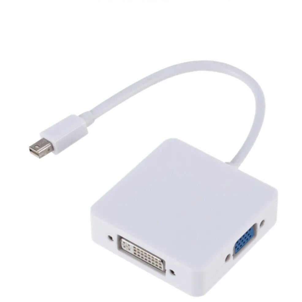 ממיר 3 ב-1 מ Mini DP ל HDMI ,VGA ,DVI, כבל מתאם Mini DP מושלם לחיבור MacBook Pro Air למסך, טלויזיה מקרן ועוד 3 ב 1 ריבוע לבן , מתאם וידאו מבית סמארטקום . מתאים לשימוש כ DVI hdmi Mini DP VGA מתאמים .