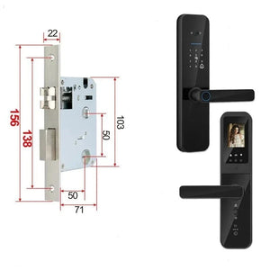 מנעול חכם אלקטרוני לדלת עם זיהוי טביעת אצבע ביומטרית, כרטיס חכם, סיסמה ומפתח - הגנה מתקדמת לבית 156x22(5050) , מנעול חכם מבית סמארטקום . מתאים לשימוש כ WiFi מנעול חכם .