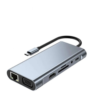 תחנת עגינה 5-11 ב 1 ל-USB-C - מתאם מרובה פונקציות לשלל מכשירים: Xiaomi, MacBook, מחשבים ניידים ועוד - אביזרים למחשבים ולפטופים 11 ב 1 , מתאם USB מבית סמארטקום . מתאים לשימוש כ מפצל USB .