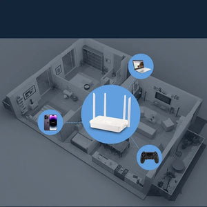 נתב AC1200 Wi-Fi עם רשת כפולה, ואפשרות לעבוד כרפיטר Wi-Fi עם 4 אנטנות בתדרי 2.4GHz ו-5GHz, וחיבור Gigabit Ethernet - הפתרון המושלם לרשת האלחוטית בביתכם! , ראוטר אלחוטי מבית סמארטקום . מתאים לשימוש כ נתבים אלחוטיים תקשורת .