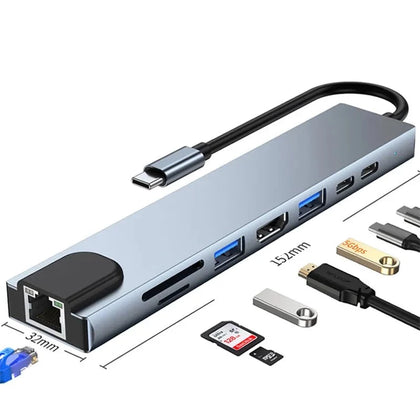 תחנת עגינה 5-11 ב 1 ל-USB-C - מתאם מרובה פונקציות לשלל מכשירים: Xiaomi, MacBook, מחשבים ניידים ועוד - אביזרים למחשבים ולפטופים , מתאם USB מבית סמארטקום . מתאים לשימוש כ מפצל USB .