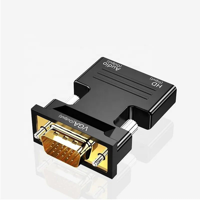 ממיר HDMI ל-VGA עם כבל אודיו 3.5 מ"מ ל-PS4 PC מחשב נייד טלוויזיה מסך מוניטור מקרן 1080P VGA , מתאם וידאו מבית סמארטקום . מתאים לשימוש כ hdmi VGA מתאמים .