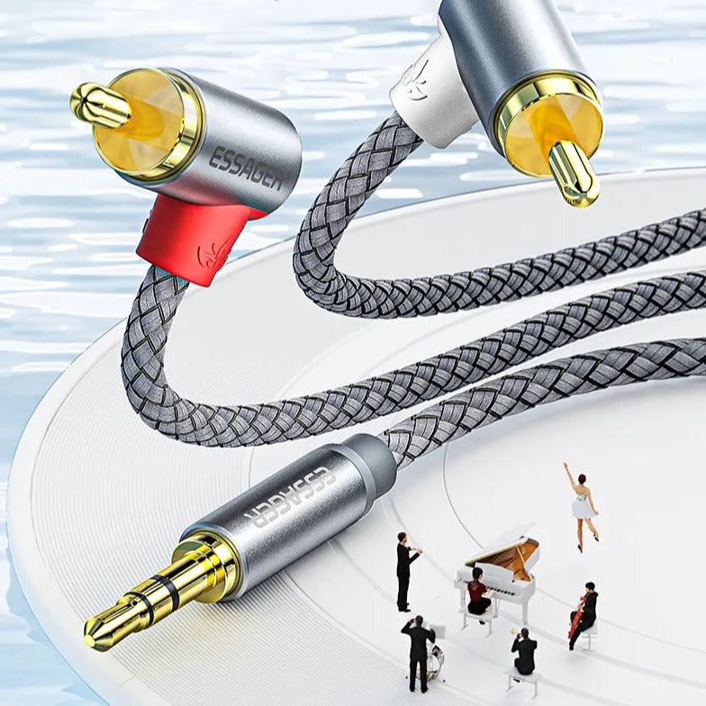כבל RCA בזווית 90° AUX 3.5 זכר לכבל שמע זכר 2RCA, מושלם לחיבור טלוויזיה, מחשב, מגבר, DVD ורמקולים 3m , כבל אודיו מבית סמארטקום . מתאים לשימוש כ AUX RCA כבל אודיו כבלים .