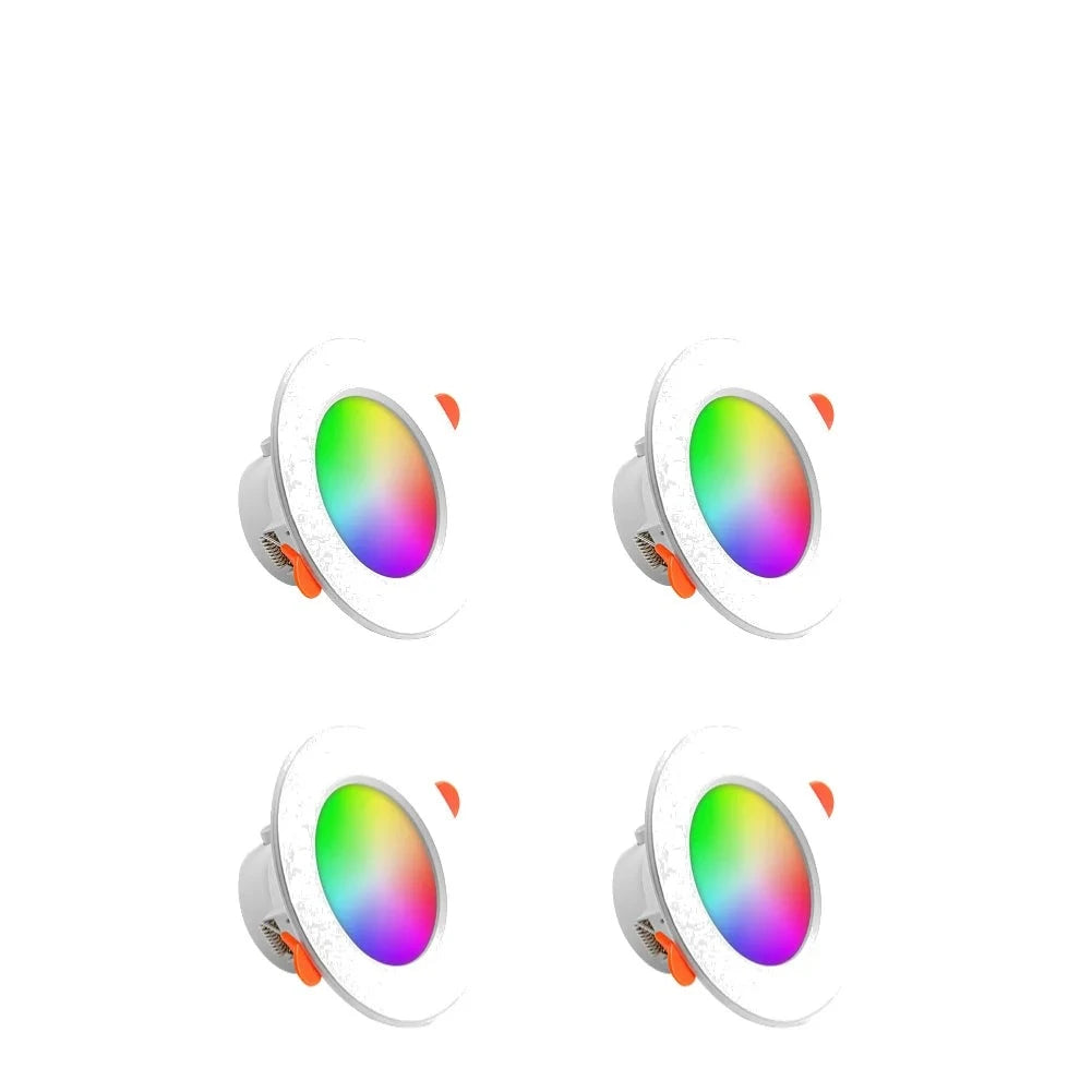 ערכת 4-10 ספוטים RGB חכמים 10W לחור של 75-105 מ"מ | מתאימות ליצירת תקרה חכמה עם בקרת קול לאלקסה ולגוגל הום 4 , פס לד מבית סמארטקום . מתאים לשימוש כ WiFi נורות חכמות .