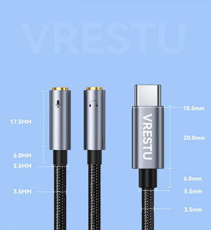 ממיר כרטיס קול חיצוני USB C 7.1 עם צ'יפ HiFi DAC לסמסונג שיאומי אייפד - כניסת USB C, לשני יציאות 3.5mm לחיבור אוזניות ורמקול , מתאם אודיו מבית סמארטקום . מתאים לשימוש כ AUX Type c מתאמים .