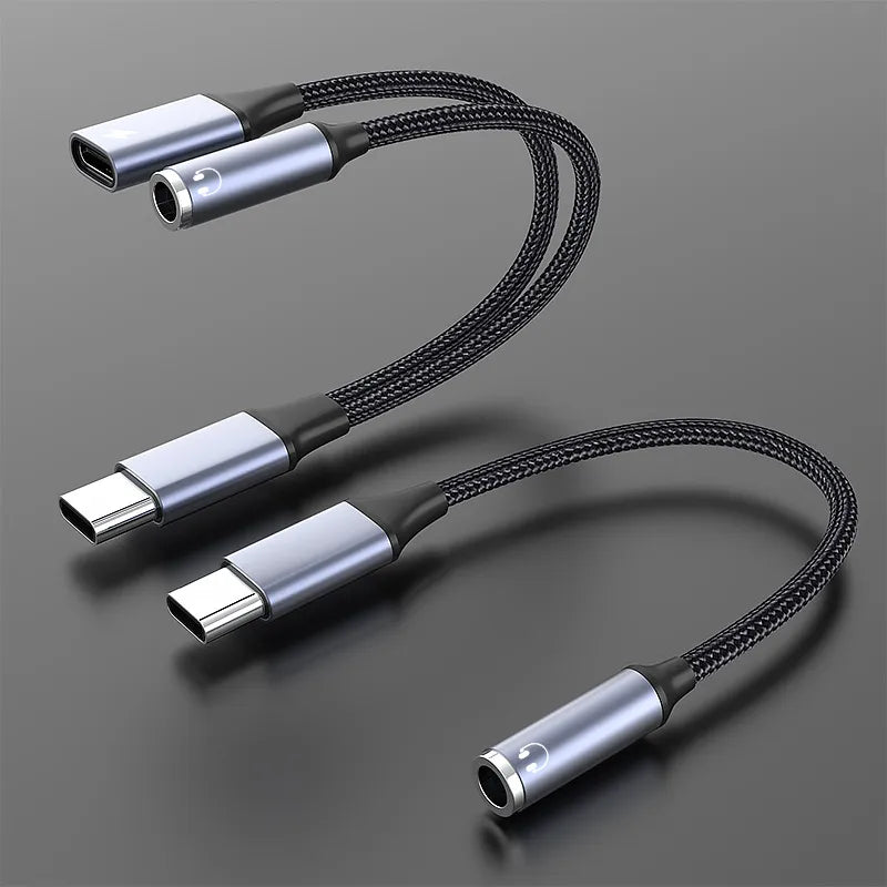 ממיר USB Type C לאוזניות 3.5 מ"מ AUX וטעינה מהירה עד 60W, מתאים גם למקבוק ולסמסונג , כבל אודיו מבית סמארטקום . מתאים לשימוש כ AUX מתאמים .