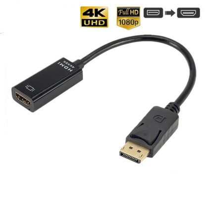 ממיר קצר ויעיל:  ממיר DisplayPort 4K ל HDMI  DP זכר ל HD נקבה, למחשבים, מסכים, טלוויזיות ועוד.