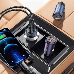 מטען מהיר לרכב 30W עם טעינה מהירה, יציאת USB Type A ויציאת Type C ל- ,iPhone 12, 13, Huawei, Samsung, Xiaomi ועוד. , מטען לרכב מבית סמארטקום . מתאים לשימוש כ מטענים לרכב .