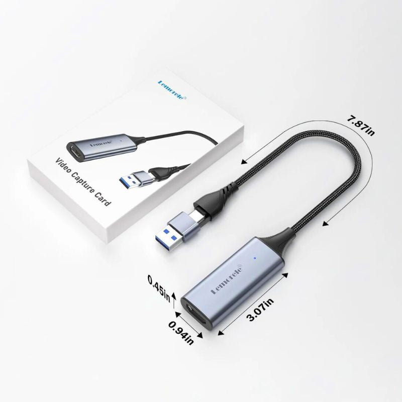 כרטיס לכידת וידאו חיצוני נייד USB 3.0 - תואם HDMI ל-USB/Type-C להקלטה חלקה ולשידור חי באיכות מדהימה , כבל וידאו מבית סמארטקום . מתאים לשימוש כ hdmi Type c כבלים מתאמים .