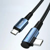 כבל USB Type C ל-USB C בעוצמה של 100W בזווית של 90 מעלות ל- iPad MacBook Pro Xiaomi Samsung Huawei - כבל טעינה מהירה והעברת נתונים באורך 1 מטר